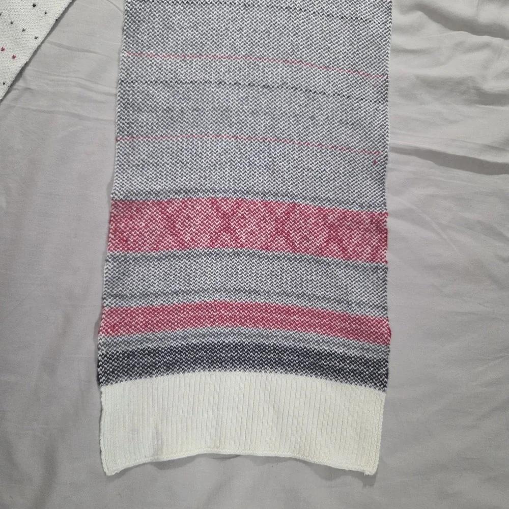 TALBOTS FAIRISLE SWEATER Winter White Red SCARF Cotton Cashmere Blend 72x9.5